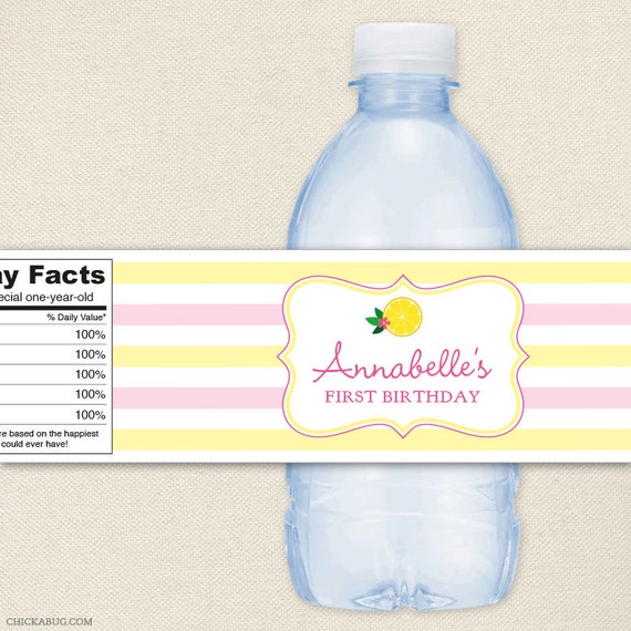 Pink Lemonade Party - 100% waterproof personalized water bottle labels ...