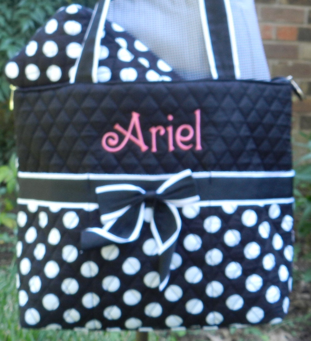Monogrammed quilted diaper bag Personalized by sewblessedstitches