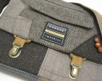Messenger Bag, iPad Case, Eco Friendly Recycled Suit Coat