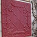 2'x2' Antique Ceiling Tile Circa 1910. RED. FRAMED Ready to Hang. Great for magnet board or wall decor