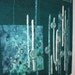 Fiber Art Wall Hanging Teal Aqua Bubble - Cool Deep