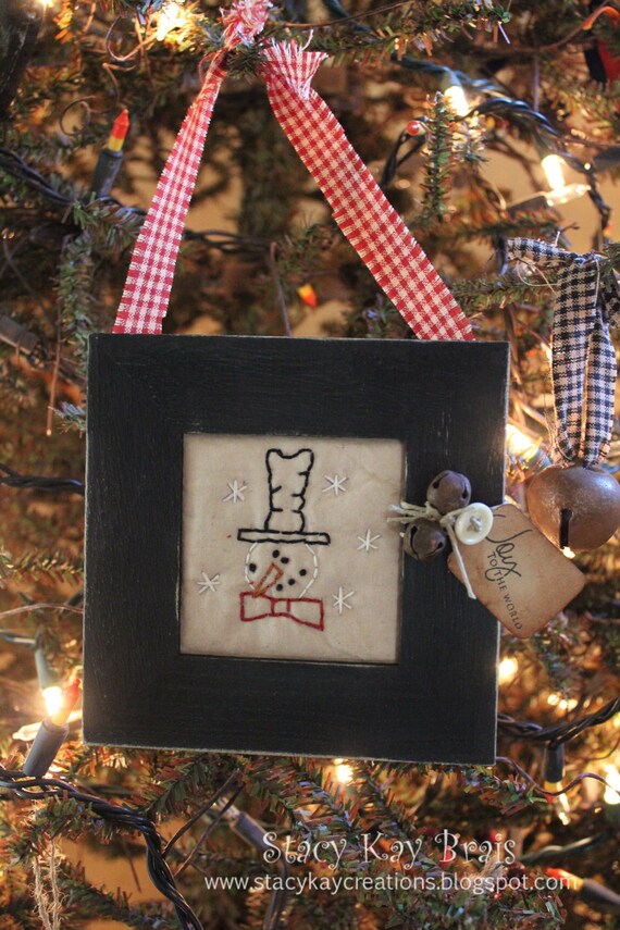 handmade primitive snowman with top hat christmas ornament handmade primitive snowman with top hat christmas ornament