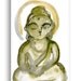 Zen Fine Art Buddha Meditating Sumi Watercolor Brush Painting
