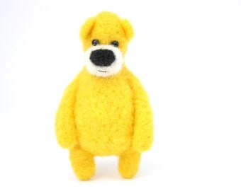 SUMMER SALE! -40% !! Bright yellow bear, brooch