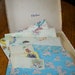 Box of Vintage Wrapping Paper and Gift Cards