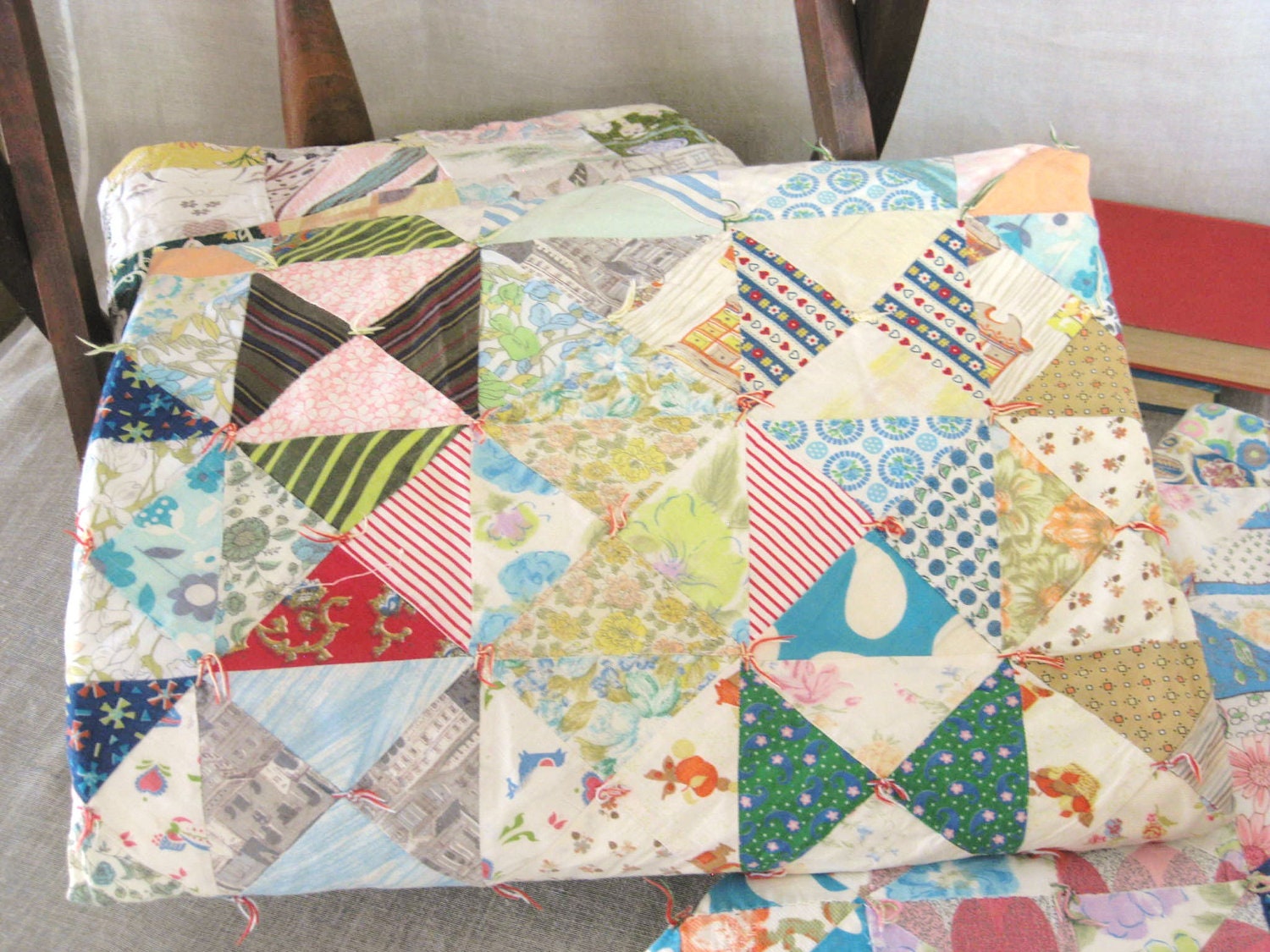 Vintage Handmade Patchwork Twin Quilt Cottage Life
