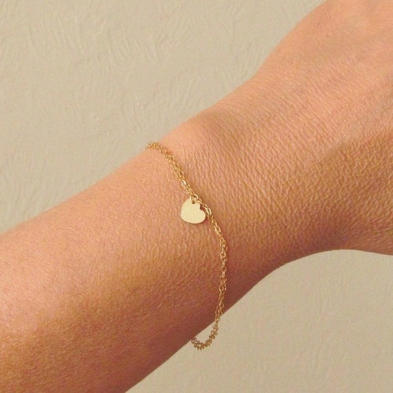 Gold Heart Bracelet 14kt Gold Filled Tiny Gold Heart