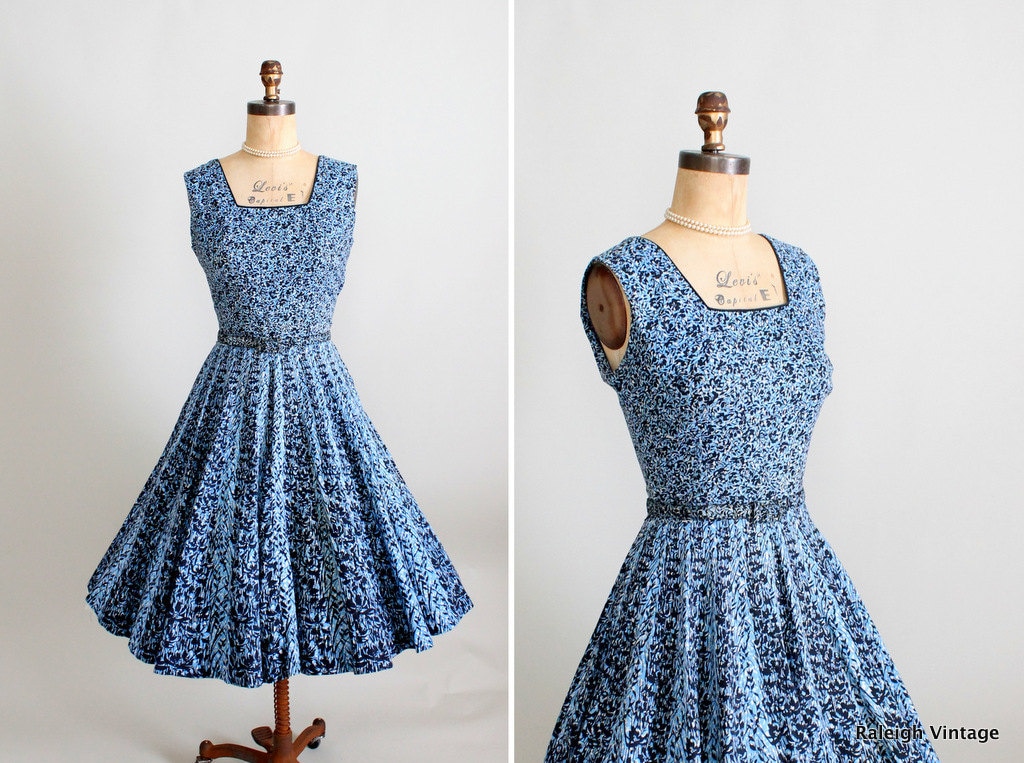 Vintage 1950s Dress 50s Circle Skirt Sundress