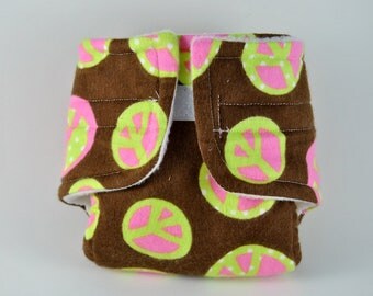 Baby Doll Diaper - Peace Sign - Size Large