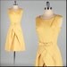 Vintage 1950s Dress . Gold Cotton Brocade . Rhinestone Brooch . M . 2070