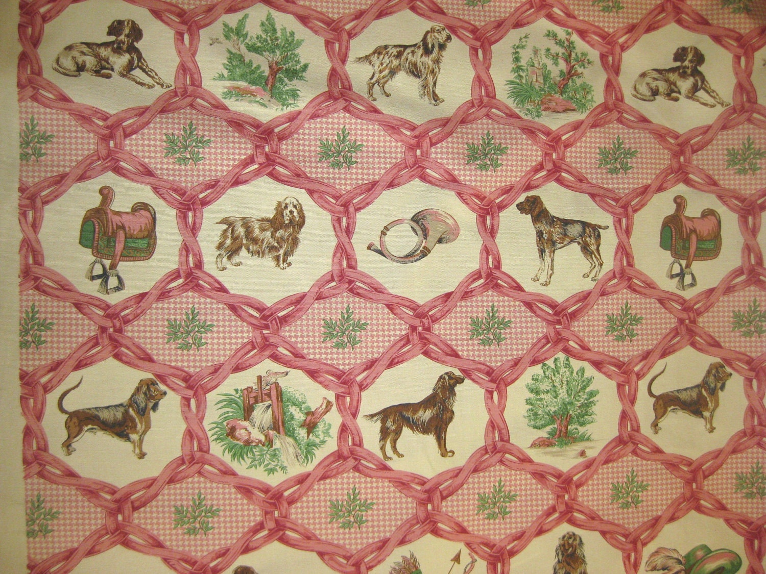 English fox hunting upholstery toile fabric 62 inches wide