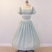 Vintage 50s Dress 50s Plus Size Dress Mint Green Cotton Plissette & White Lace Full Skirted Day Dress, Vintage Rockabilly XL Plus Size