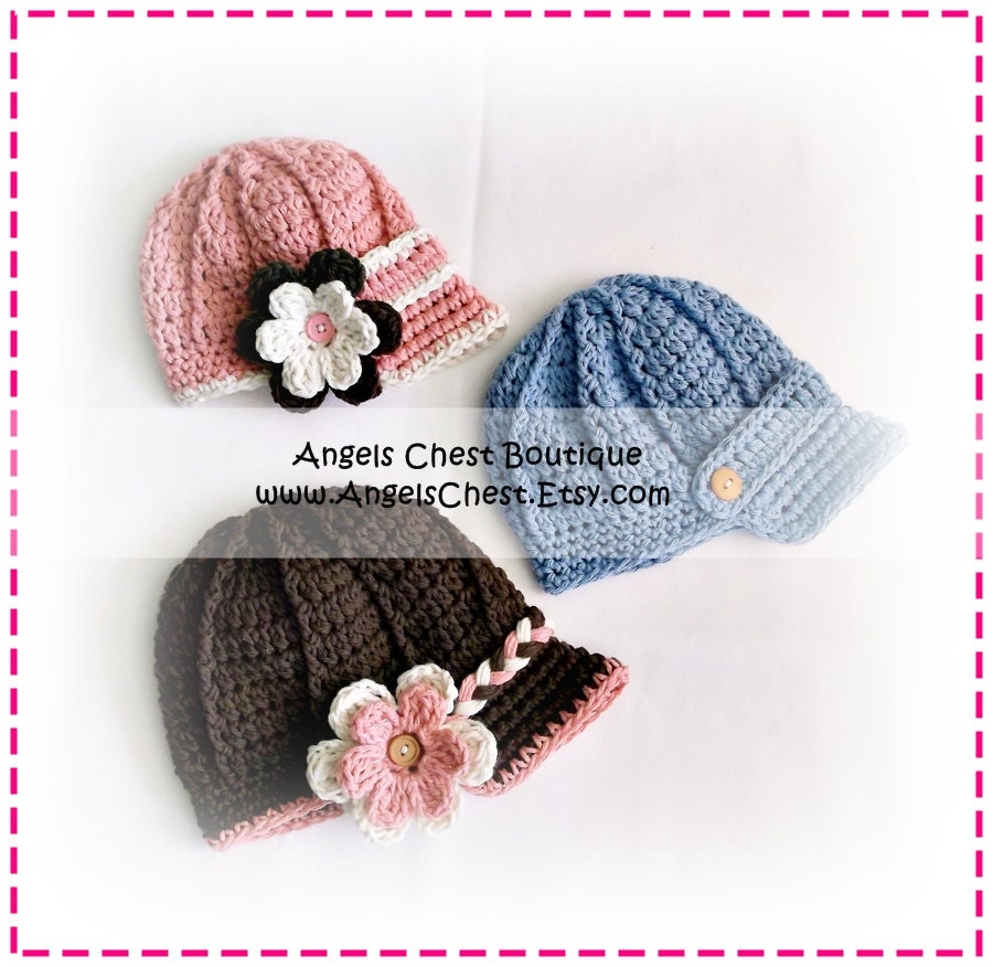 newsboy crochet tutorial hat pattern Beanie Hat Flower AngelsChest and Detachable Crochet Newsboy by