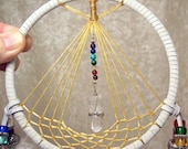 5 Inch CHAKRA TEEPEE GUARDIAN Dreamcatcher in White by Feathered Dreams