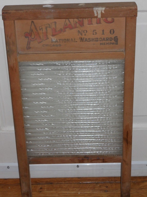 Vintage Wooden & Glass WashboardAtlantic National Washboard
