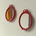 Red Oval Mirror Set in Small Vintage Metal Frames