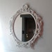 White Wall Mirror in Vintage Oval Brass Frame 16 by13 Inches