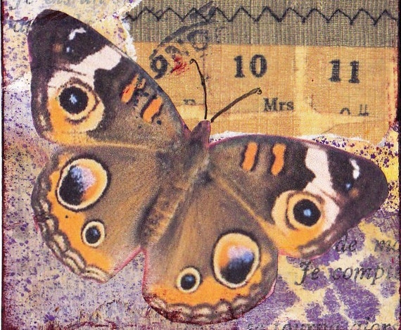 ACEO - an original Mixed Media collage - Brown Butterfly