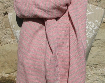 Handwoven Linen Flax Natural And White Scarf (Shawl)- Pure Linen