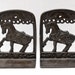 vintage fancy prancing horse with saddle framed bookends // metal pair