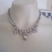 Vintage Weiss Austrian Rhinestone Marquise Round Drop Necklace Bride Bridal Wedding