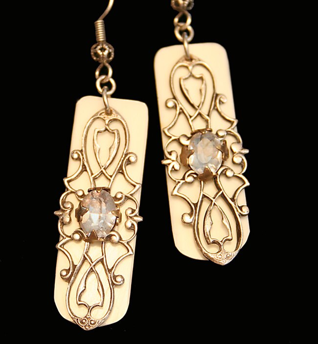 Upcycled Ivory Piano Key Jewelry Ivory Earrings Victorian