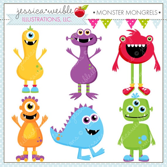 Monster Mongrels Cute Digital Clipart for Card Design, Scrapbooking, and Web Design Il_570xn