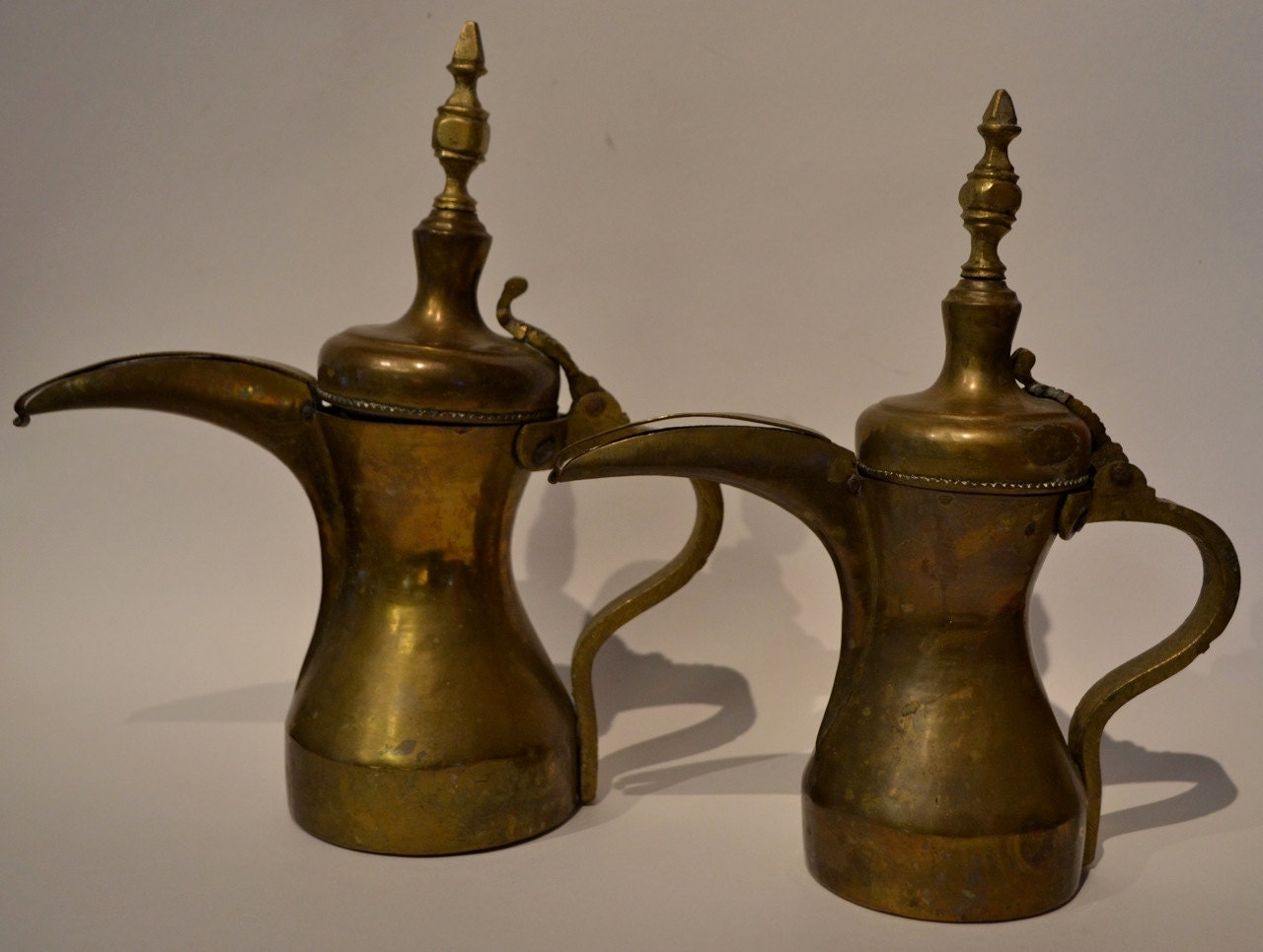 Turkish Coffee Pots Vintage Brass Pair