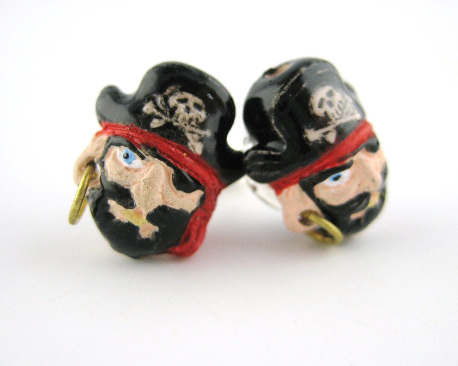 Pirate Earrings Pirate Jewelry Painted by SpotLightJewelry