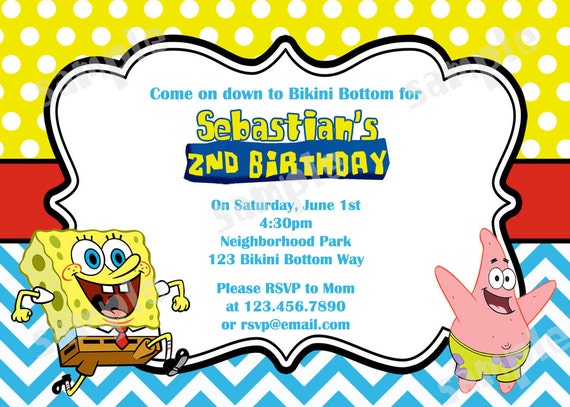 Spongebob Chevron Birthday Invitation DIY by modpoddesigns