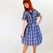 Sale - Vintage 1950s Navy White Plaid Shirt Dress. Shirtdress. Mad Men Fashion. Day Dress. Preppy. Office Fashion. Fall Fashion. Size Large