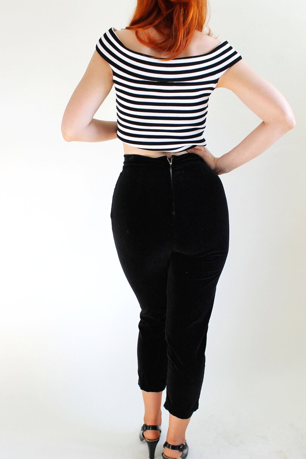 velvet high waisted trousers