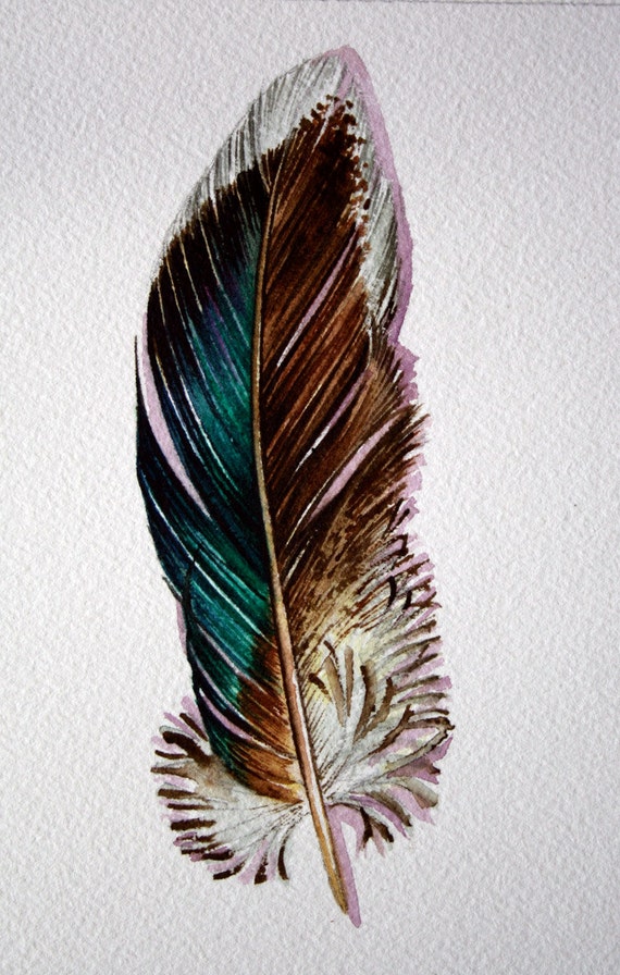 Mallard Feather Original Watercolor Nightly Study 439