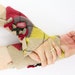 arm warmers fingerless mittens wrists warmers arm cuffs fingerless gloves recycled wool beige yellow red argyle eco friendly curationnation