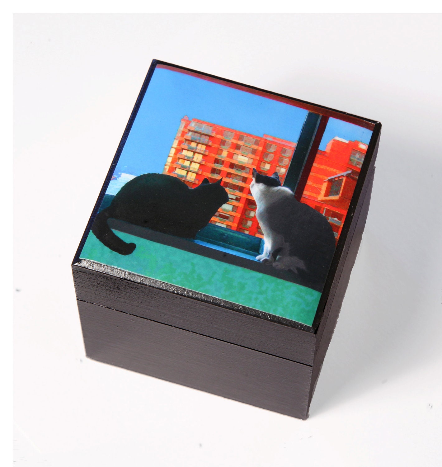 Keepsake Box Black Cat Art Cat Lover Gift Wooden Box Cat