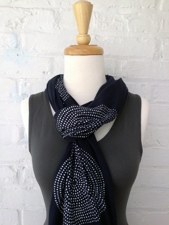 Screen Printed Cotton Jersey Scarf. Navy and White. by tinypeepers