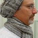 Men's,hand knitted , hat and scarf set, in a grey heather, worsted weight yarn.