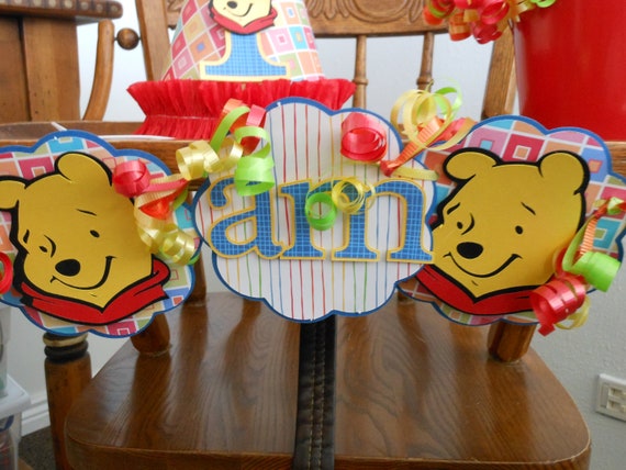 Winnie the Pooh Birthday High Chair Banner- I Am One Il_570xn
