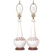 Pair Mid-Century Modern Lamps in White and Purple-Mauve . 32 inch high