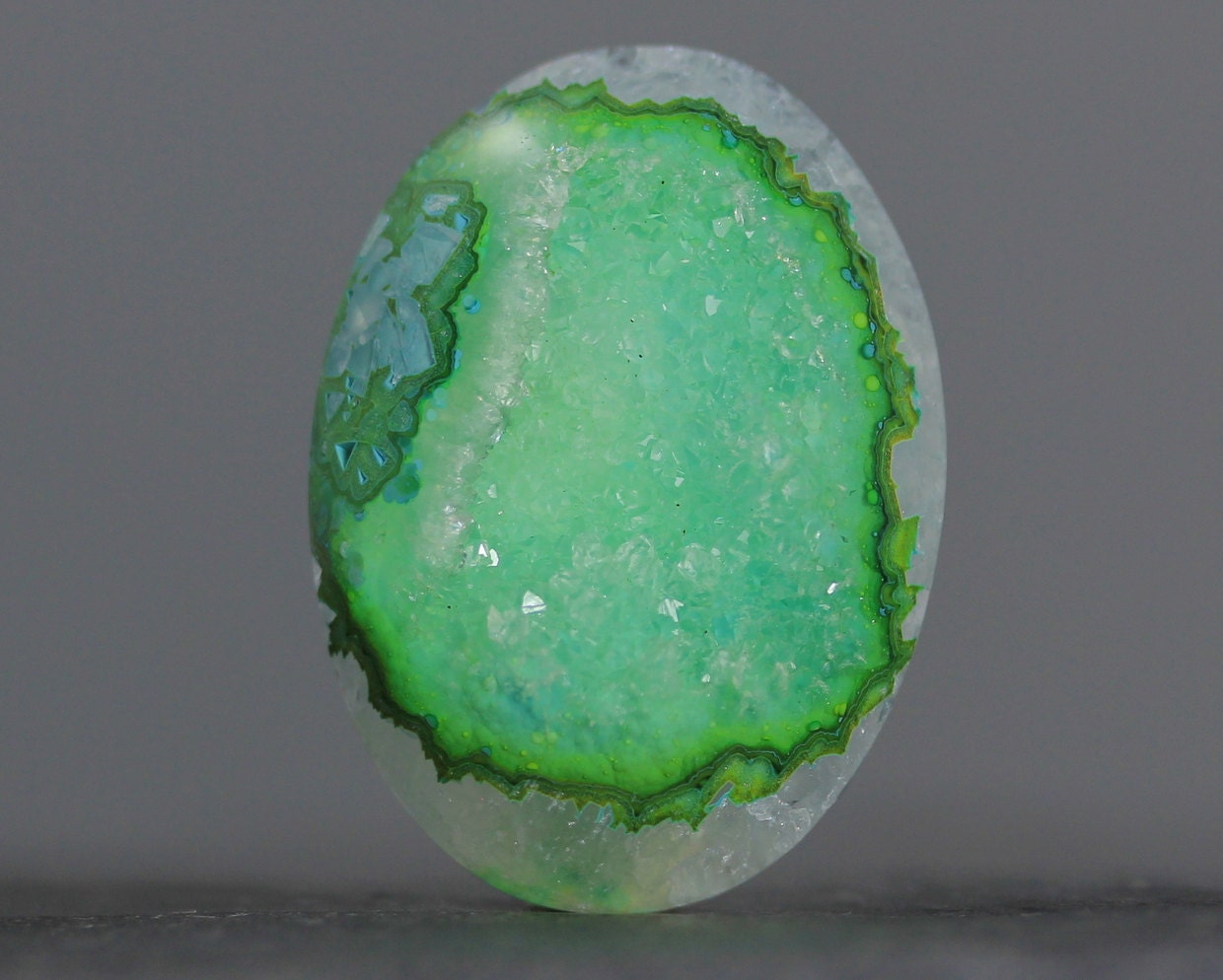 Light Green Crystals Oval Gemstone Drusy Cabochon by beadsaddict