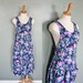 Vintage 80s RACERBACK Floral Day Dress - Women M L - Bathing Suit Cover Up