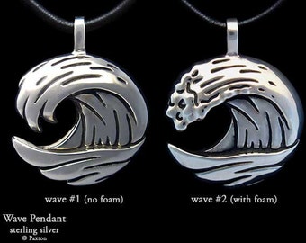 Ocean Wave Pendant Necklace Sterling Silver