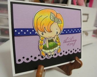 Sweet girly thinking of you greeting card