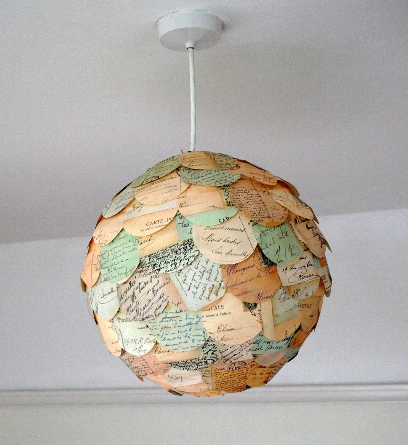 Lamp Shade Vintage Postcard Paper Hanging Pendant Lighting