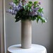 Zanesville Stoneage Modern Ceramic Floor Vase - Buff Ribbed Cylinder Homespun