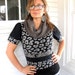 SALE,Eco Cowl Neck T SHIRT, Upcycled clothing, repurposed fabrics, patchwork,black and putty mix, size S/M by Zasra
