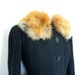 Sale,Vintage 1940s BLACK WOOL Princess Coat With FOX Fur Collar