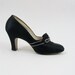 1920s Dress Shoes - Vintage 20s Shoes in Black Silk with Silver & Rhinestone Trim - Size 6 6.5