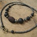 Lava Stone Unisex Necklace, tribal necklace with lava rock and iron pyrite necklace for men or women