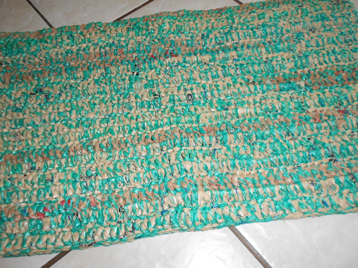 Crochet plastic bag rug